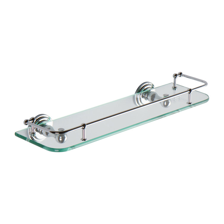 Elegant Chelsea 26" Polished Chrome Floating Glass Bathroom Shelf