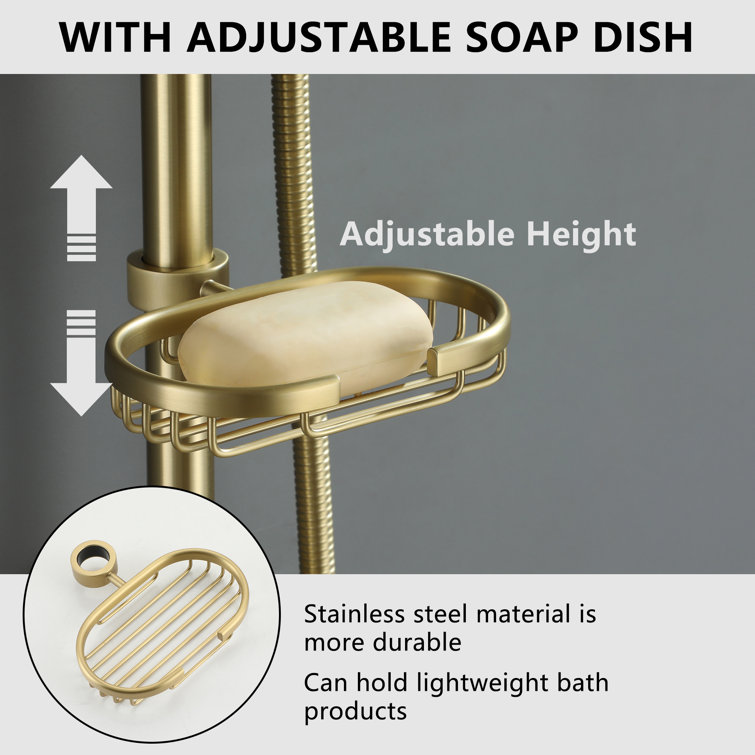 Brushed Gold Large Dual Round Wall Mounted Shower System