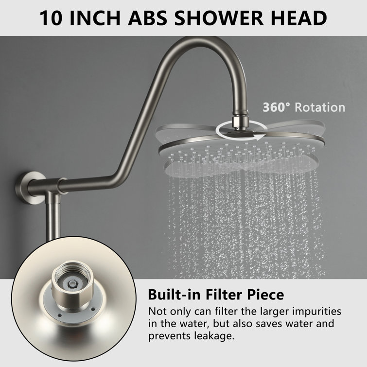 Brushed Nickel Dual Head Wall Mounted Rain Shower System