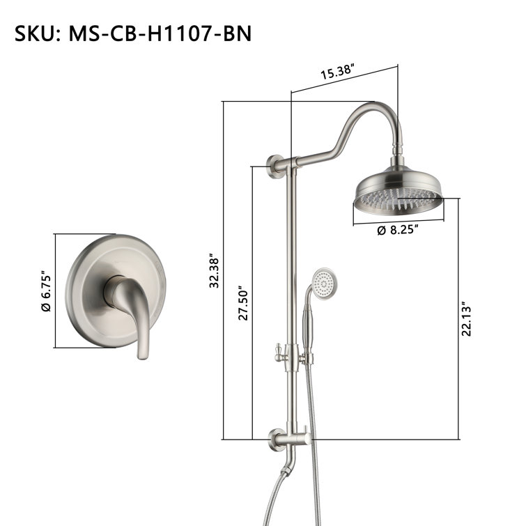 Brushed Nickel Dual Rain and Handheld Shower System