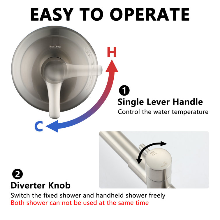 Brushed Nickel Dual Rain and Handheld Shower System