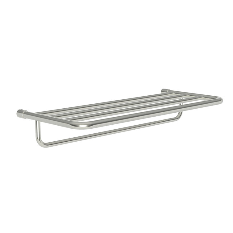Elegant Polished Nickel 24" Wall-Mounted Hotel Shelf with Towel Bar