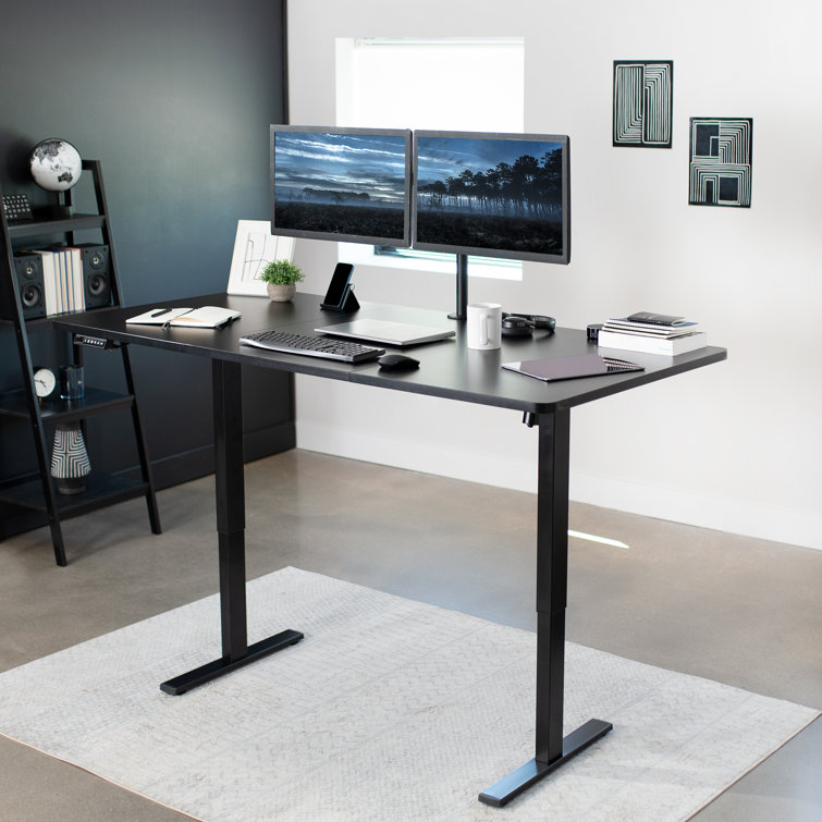 Vivo Electric Height Adjustable 71" Black Standing Desk with Memory Presets