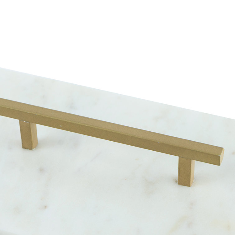 White Marble Decorative Box with Brass Handle