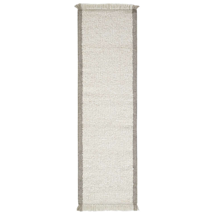 Ivory Flatweave Wool and Cotton Runner Rug