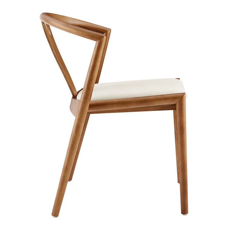 Natural Walnut Upholstered Slat Back Side Chair