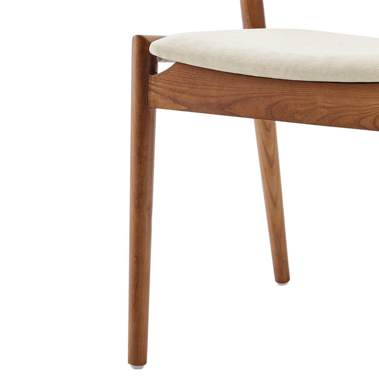 Natural Walnut Upholstered Slat Back Side Chair