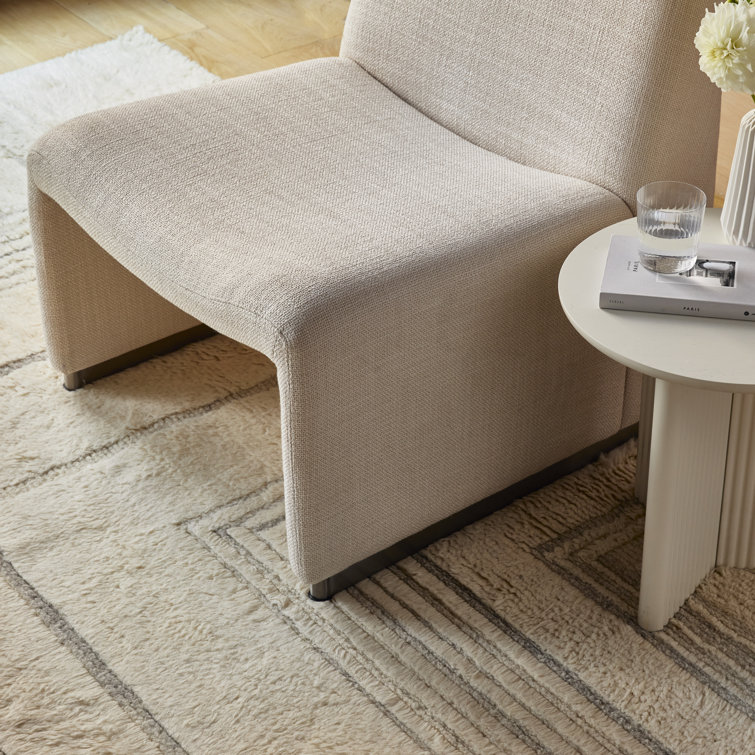 Ivory Geometric Hand Tufted Wool Runner Rug