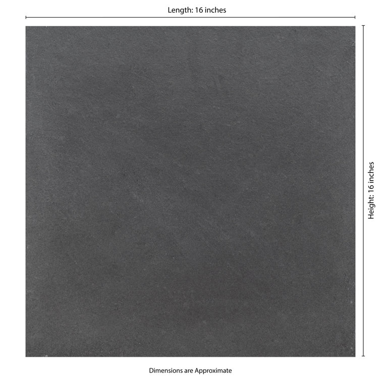 Montauk Black 16" x 16" Textured Slate Floor and Wall Tile