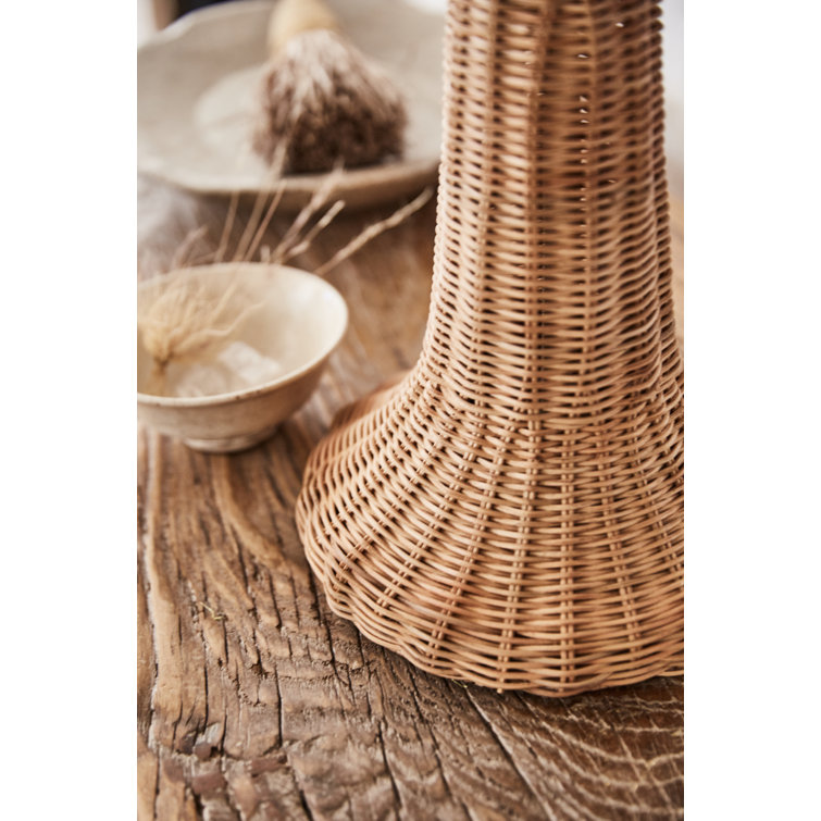 Augusta Woven Rattan Coastal Table Lamp in Light Brown