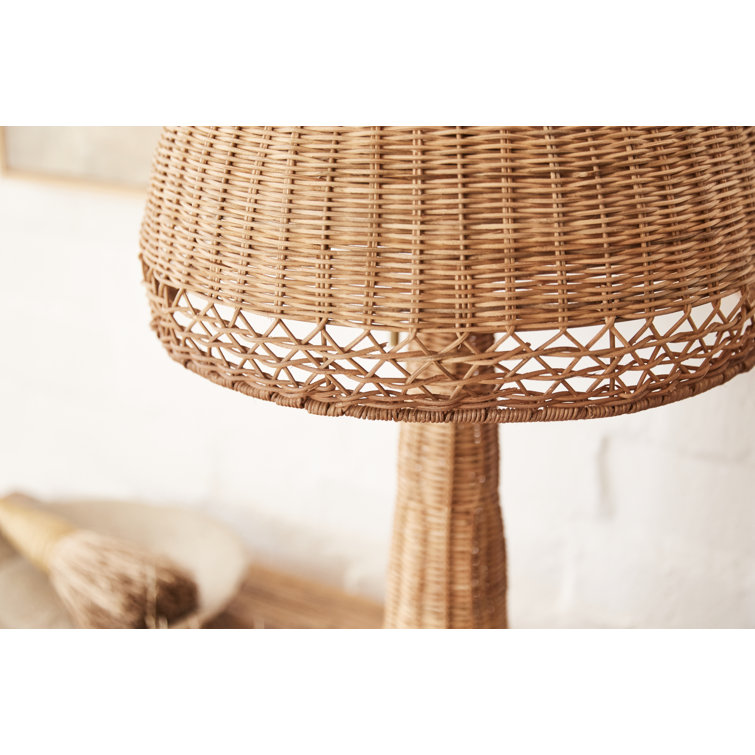 Augusta Woven Rattan Coastal Table Lamp in Light Brown