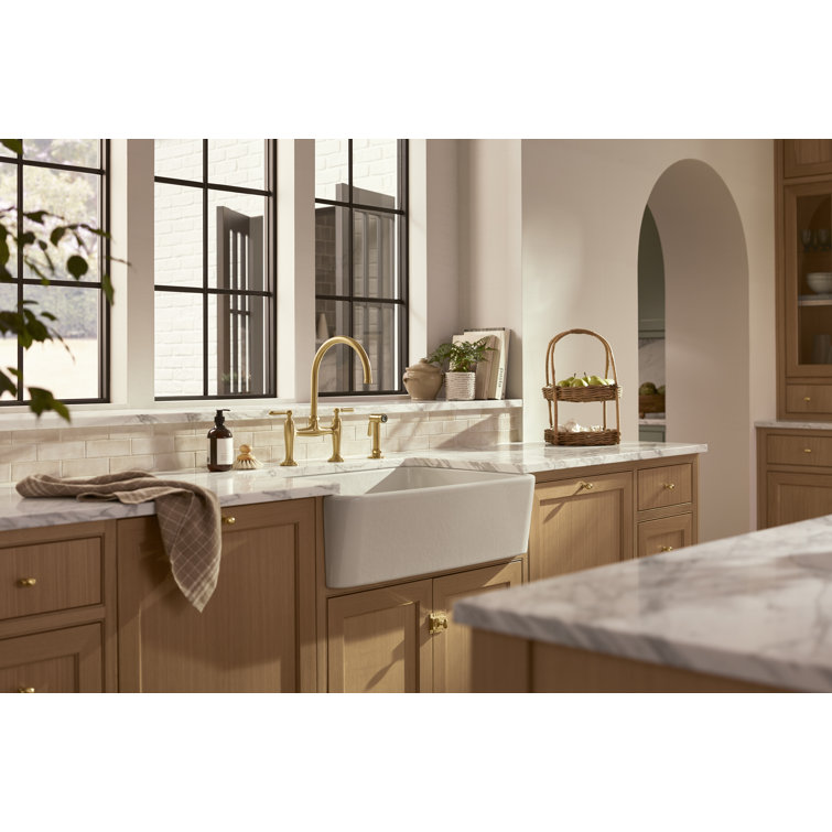 Edalyn Vibrant Brushed Moderne Brass Kitchen Faucet with Side Sprayer