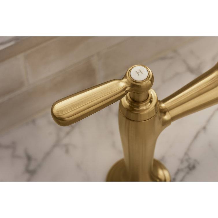Edalyn Vibrant Brushed Moderne Brass Kitchen Faucet with Side Sprayer
