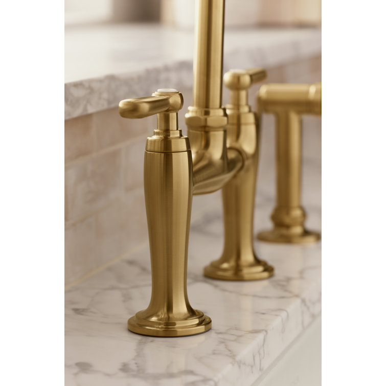 Edalyn Vibrant Brushed Moderne Brass Kitchen Faucet with Side Sprayer
