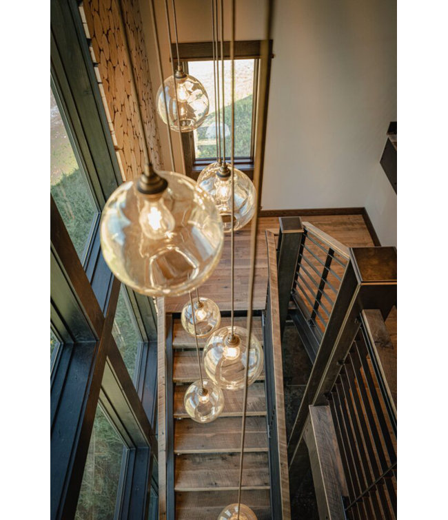 Optic Bronze and Gilded Brass Globe Pendant Light