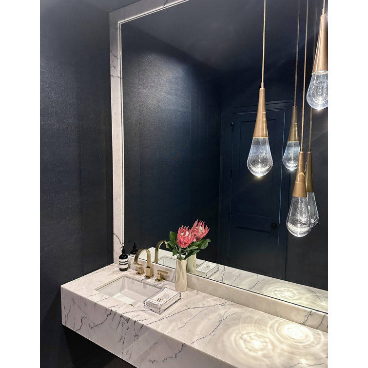 Ethereal Raindrop 21.7" LED Glass Pendant in Matte Black