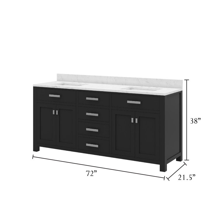 Madison 72" Espresso Double Sink Vanity with Carrara Marble Top