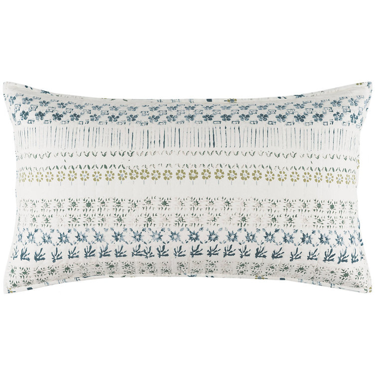 Ivory Floral Block Print Cotton King Sham