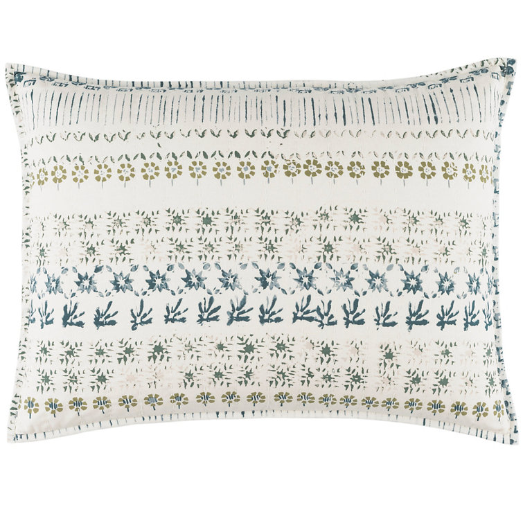 Ivory Cotton Floral Print Standard Sham