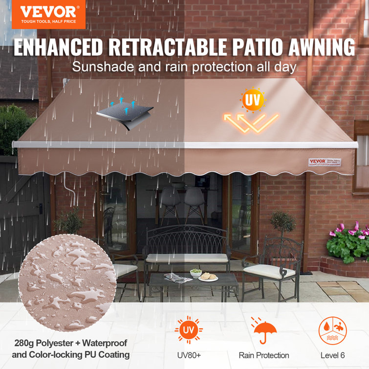 VEVOR 156'' x 94'' Beige Polyester Retractable Patio Awning