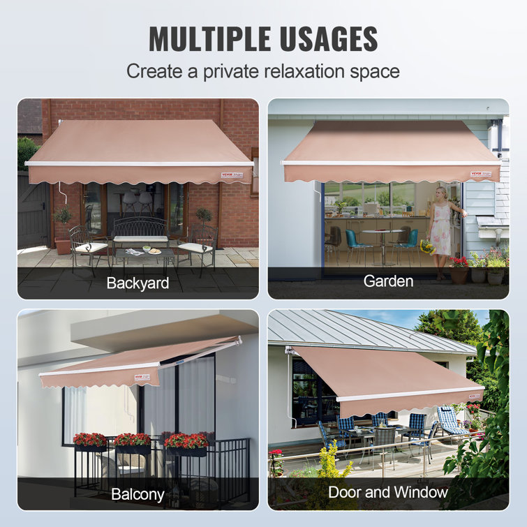 VEVOR 156'' x 94'' Beige Polyester Retractable Patio Awning