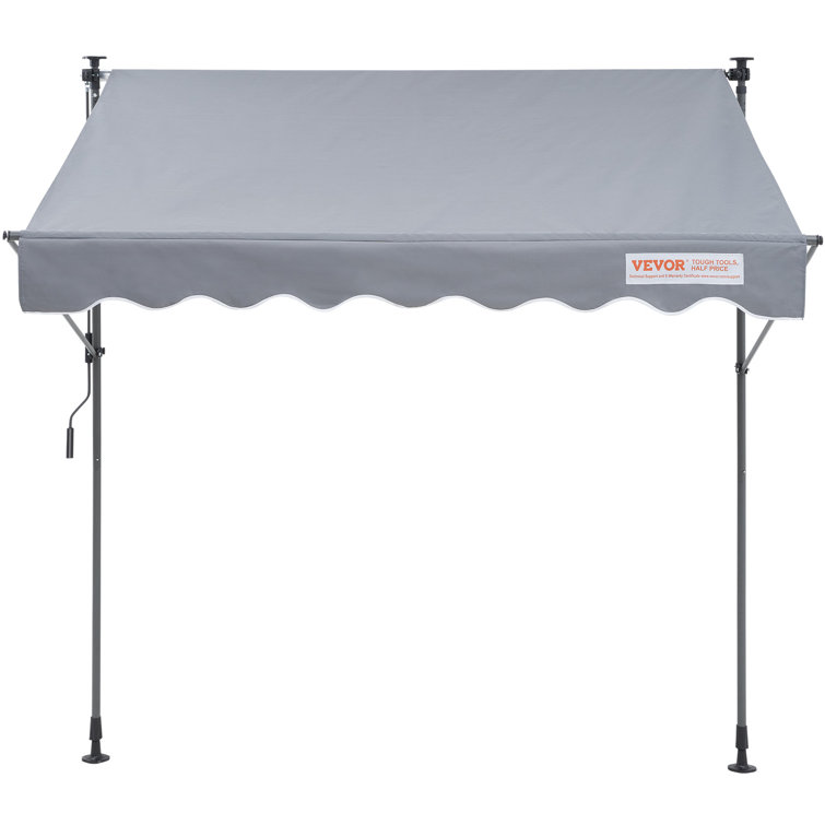 VEVOR 118'' Gray Polyester Retractable Patio Awning