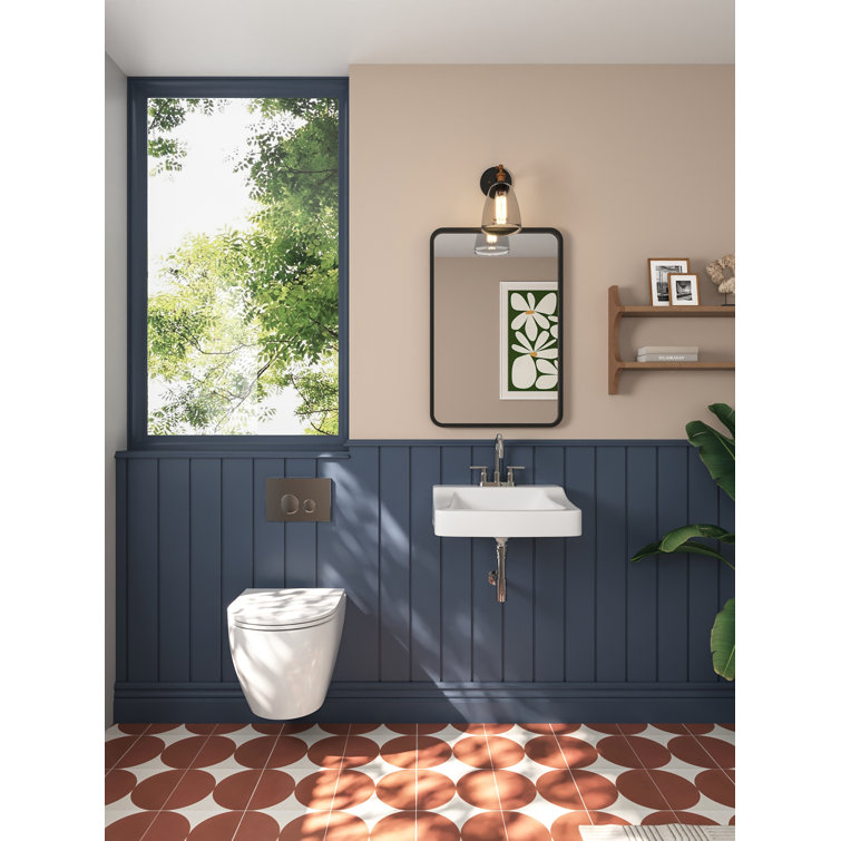 19'' White Ceramic Wall-Mount Bathroom Sink with Faucet Hole