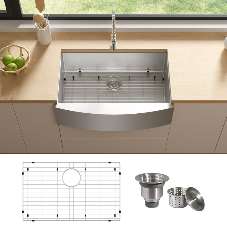 33'' Stainless Steel Farmhouse Drop-In Single Bowl Kitchen Sink
