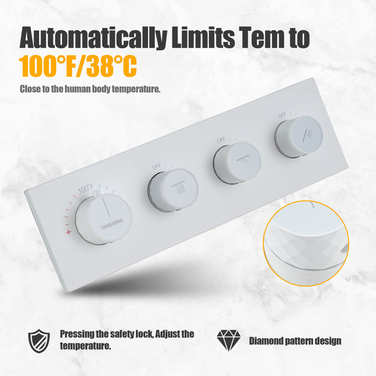 Matte White Dual Head Ceiling Mounted Rainfall Shower System