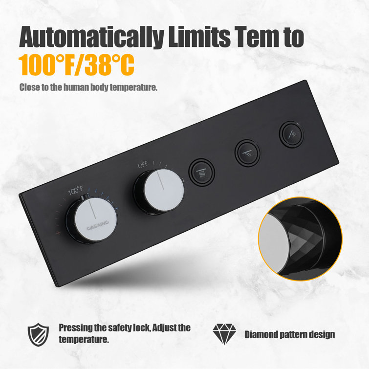 Matte Black Thermostatic Rainfall Shower System with Handheld