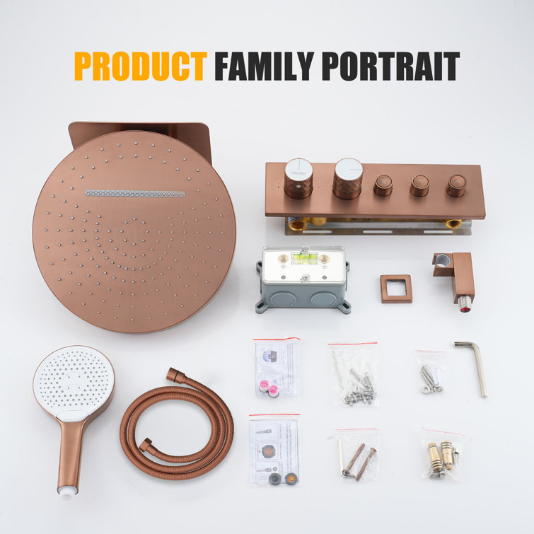 Brushed Rose Gold Stainless Steel Ceiling Mounted Shower System