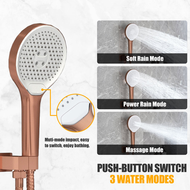 Brushed Rose Gold Stainless Steel Ceiling Mounted Shower System