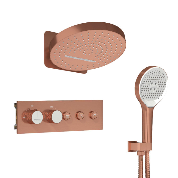 Brushed Rose Gold Stainless Steel Ceiling Mounted Shower System