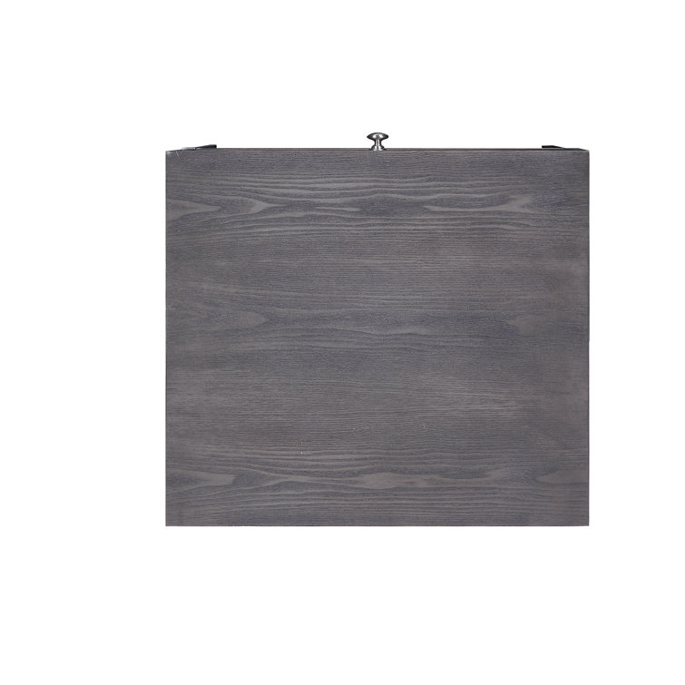 Modern Gray Oak & Chrome Rectangular End Table with Storage