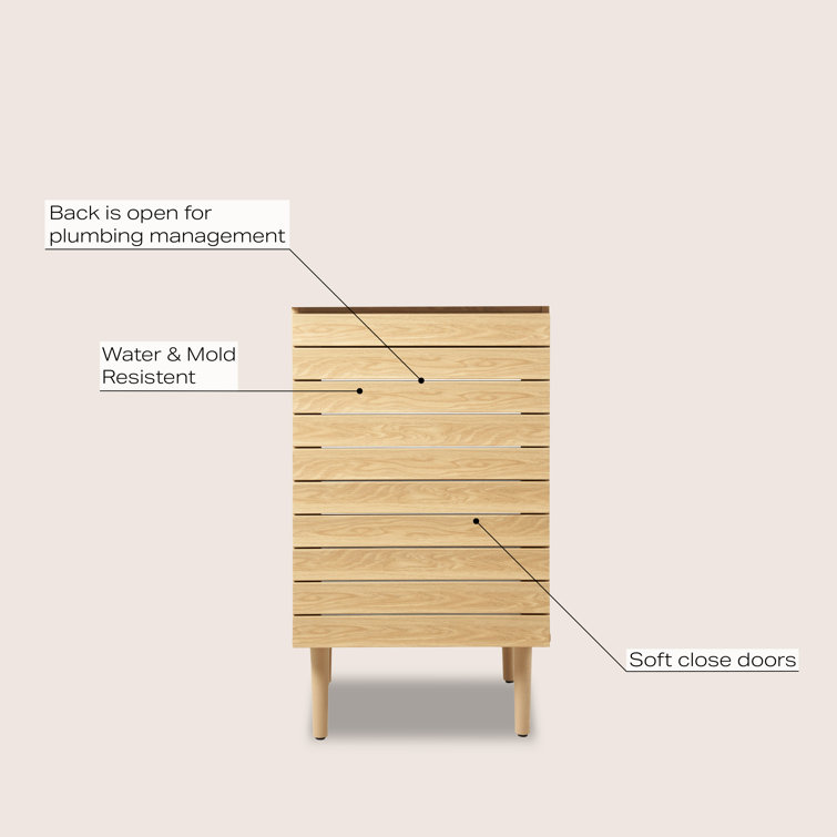 Oak 20" Modern Linear Slat Bath Vanity Cabinet