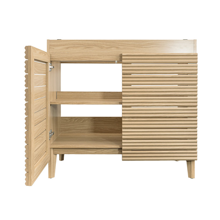 Calandre 36" Oak Slat Modern Farmhouse Bath Vanity Cabinet