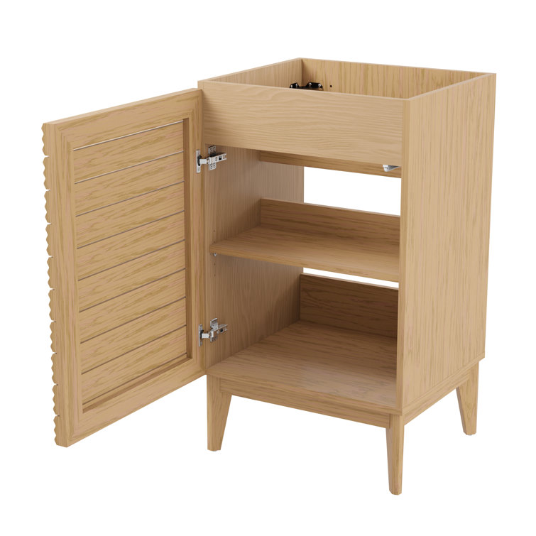 Calandre 20'' Oak Modern Farmhouse Slat Bath Vanity Cabinet
