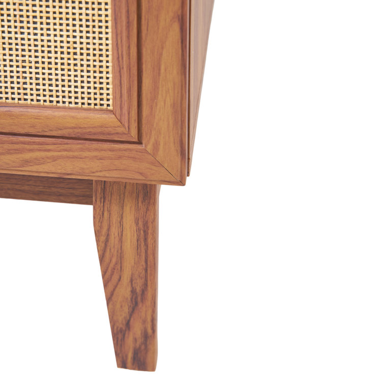 Javer 24" Walnut Rattan 2-Shelf Bath Vanity Cabinet