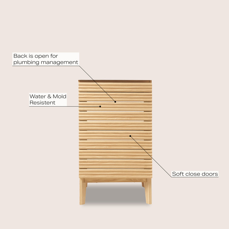 Calandre 20'' Oak Modern Farmhouse Slat Bath Vanity Cabinet