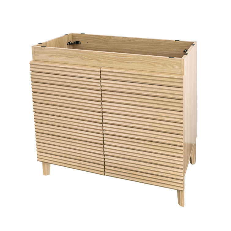 Calandre 36" Oak Slat Modern Farmhouse Bath Vanity Cabinet
