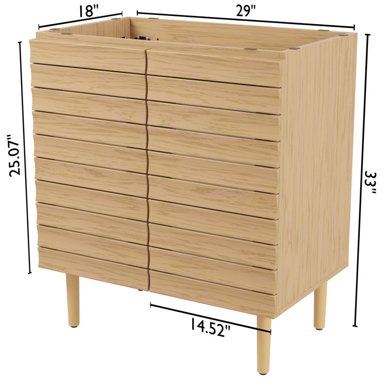 Aubert 30" Oak Slat Modern Farmhouse Bath Vanity Cabinet
