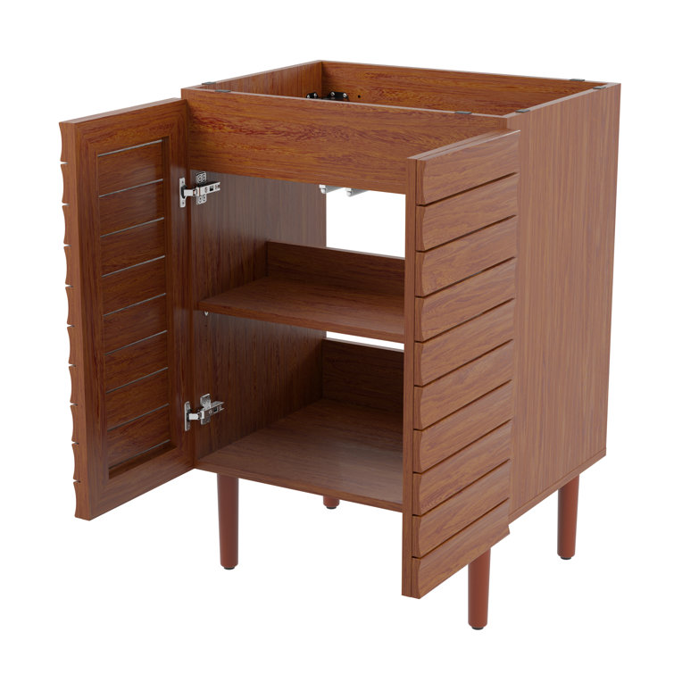 Aubert 24" Walnut Modern Farmhouse Bath Vanity Cabinet