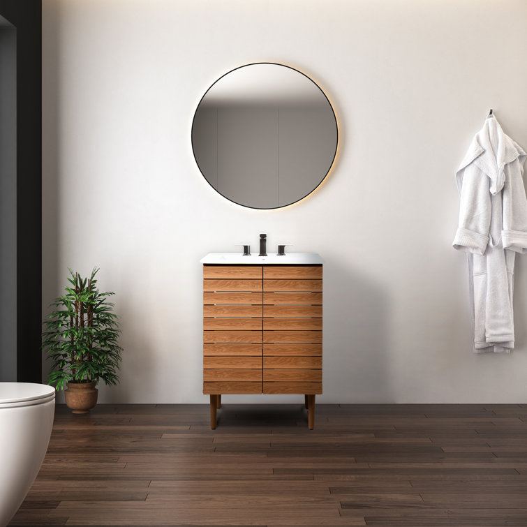 Aubert 24" Walnut Modern Farmhouse Bath Vanity Cabinet