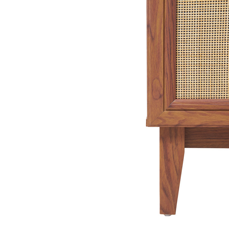 Javer 24" Walnut Rattan 2-Shelf Bath Vanity Cabinet