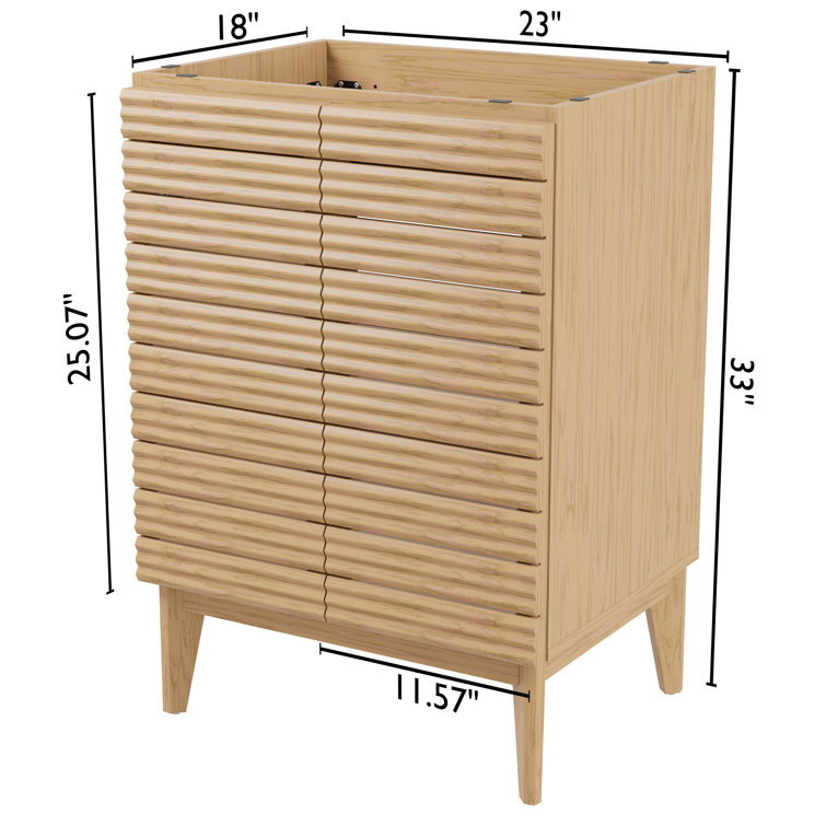Calandre 24" Oak Slat Modern Farmhouse Bath Vanity Cabinet