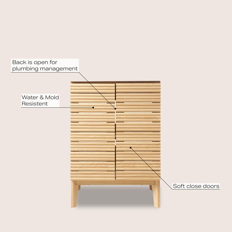 Calandre 24" Oak Slat Modern Farmhouse Bath Vanity Cabinet