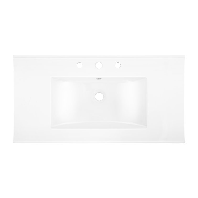White 36" Ceramic Rectangular Single Sink Vanity Top