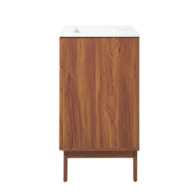 Javer 30" Walnut Rattan Modern Farmhouse Bath Vanity Cabinet