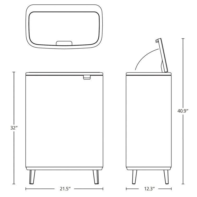 White Plastic Dual Compartment Kitchen Trash Can with Touch Top