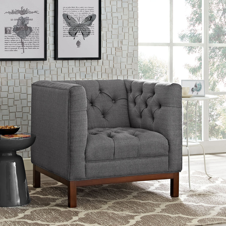 Panache Mid-Century Gray Tufted Fabric Armchair